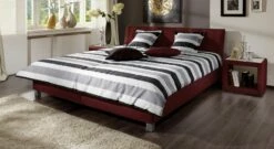 Bett "Remigio" -Bettbezüge Verkäufe 2024 polsterbett remigio rot mit bettkasten 1600