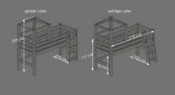Prinzessinnen-Hochbett "Kids Paradise" -Bettbezüge Verkäufe 2024 prinzessinnen hochbett kids paradise bemassung grafik