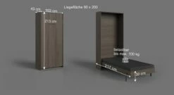 Schrankbett "Caminos" -Bettbezüge Verkäufe 2024 schrankbett caminos 90cm breite bemassungsgrafik