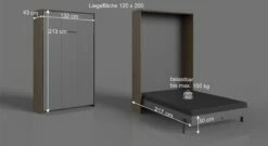 Schrankbett "Vallarta" -Bettbezüge Verkäufe 2024 schrankbett vallarta 120x200 cm bemassungsgrafik