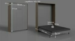 Schrankbett "Vallarta" -Bettbezüge Verkäufe 2024 schrankbett vallarta 140x200 cm bemassungsgrafik