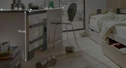 Schreibtisch "Laubhütte" -Bettbezüge Verkäufe 2024 schreibtisch laubhuette bemassung grafik