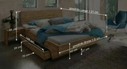 Schubkasten-Bett "Adrien" -Bettbezüge Verkäufe 2024 schubkasten bett adrien wildeiche massivholz bemassung grafik