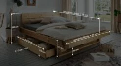 Schubkasten-Bett "Barup" 18 Schubkasten-Bett "Barup" -Bettbezüge Verkäufe 2024 schubkasten bett barup fichtenholz natuerlich bemassung grafik