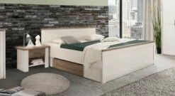 Schubkasten-Bett Mit Nachttischen "Jordi" -Bettbezüge Verkäufe 2024 schubkasten bett jordi weiss trueffelfarben elemente