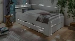 Schubkasten-Einzelbett "Ottena" -Bettbezüge Verkäufe 2024 schubkasten einzel bett ottena bemassung grafik