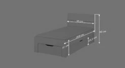 Schubkasten-Bett "Leilani" -Bettbezüge Verkäufe 2024 schubkastenbett leilani bemassung grafik breite 95 cm