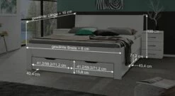 Schubkasten-Bett "Siberio" -Bettbezüge Verkäufe 2024 schubkastenbett siberio komfort liegehoehe bemassung grafik