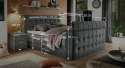 SET ONE Bettkasten-Boxspringbett "Richmond" Mit TV-Halterung -Bettbezüge Verkäufe 2024 set one bettkasten boxspringbett richmond bemassungsgrafik
