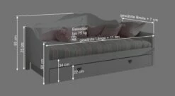 Sofa-Ausziehbett "Asami" -Bettbezüge Verkäufe 2024 sofa ausziehbett asami bemassungs grafik