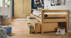 Stauraum-Ausziehbett "Kids Paradise" -Bettbezüge Verkäufe 2024 stauraum ausziehbett kids paradise kiefer natur lackiert