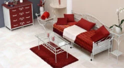 Tagesbett "Gora" -Bettbezüge Verkäufe 2024 tagesbett gora weiss silber gewischt eisen gr