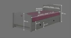Jugendzimmer "Asami" 3-teilig -Bettbezüge Verkäufe 2024 weiss jugendbett asami mit schublade bemassungs grafik