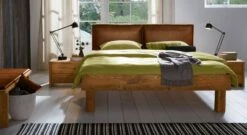 Bett "Morena" -Bettbezüge Verkäufe 2024 wildeichebett morena 25cm natur ockerbraun