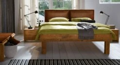 Bett "Morena" -Bettbezüge Verkäufe 2024 wildeichebett morena 30cm natur ockerbraun