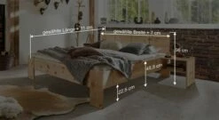 Bett "Nudo" -Bettbezüge Verkäufe 2024 zirbenbett nudo bemassung grafik orig