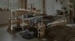 Bett "Bondone" -Bettbezüge Verkäufe 2024 zirbenholz bett bondone bemassungs grafik